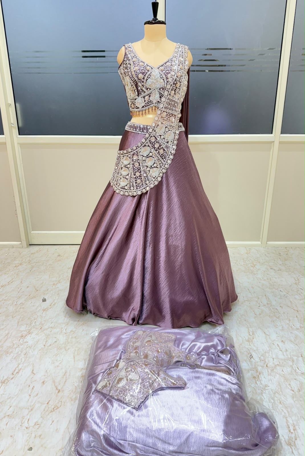 Purple Pink Designer Crop Top Lehenga