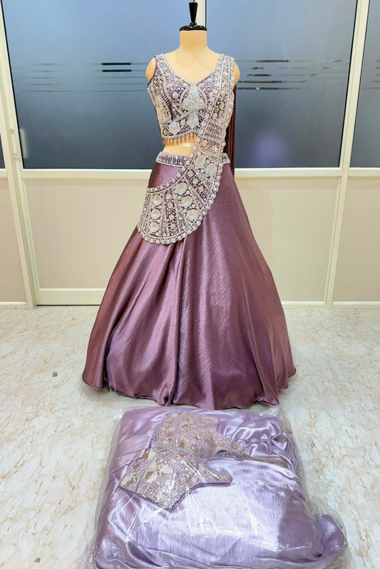 Purple Designer Crop Top Lehenga