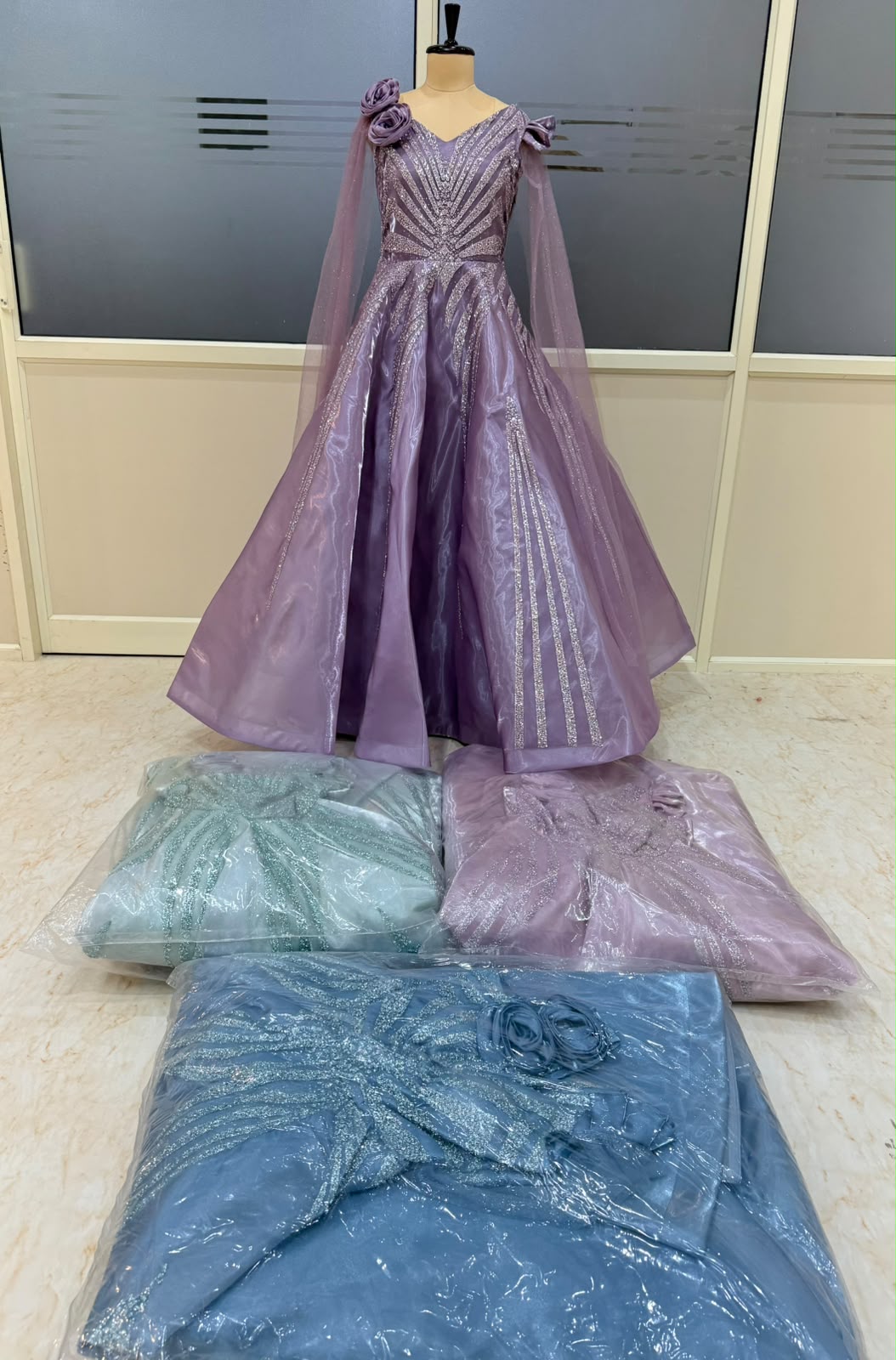 Purple Blue Pink Designer Gown