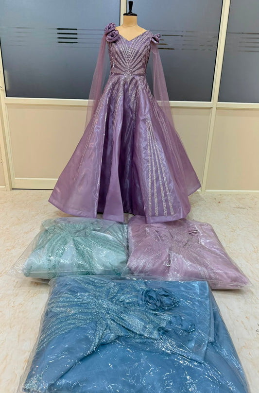 Purple Blue Pink Designer Gown