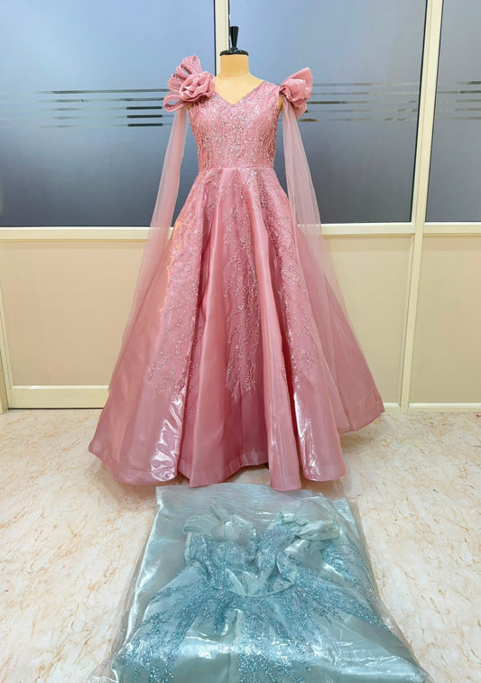 Blue Pink Designer Gown