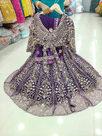 Baby pink Designer Crop Top Lehenga