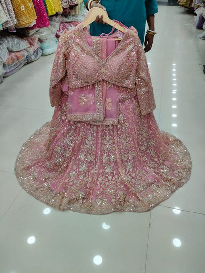 Baby pink Designer Crop Top Lehenga