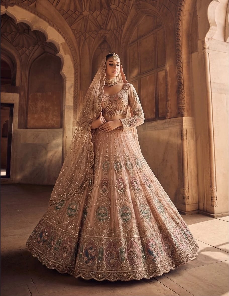 Pink Peacock Pdp Crop Top Lehenga - Shopping World