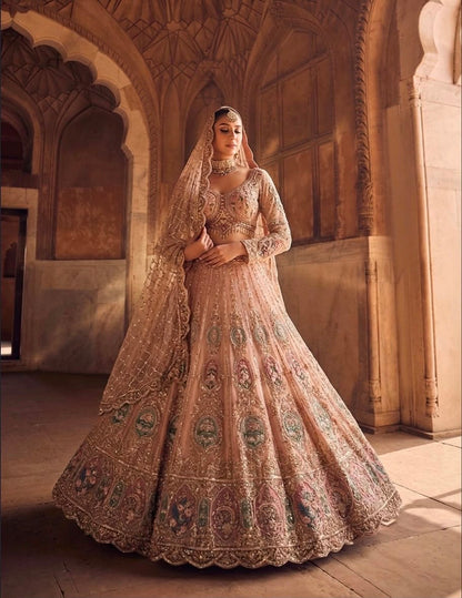 Pink Peacock Pdp Crop Top Lehenga - Shopping World
