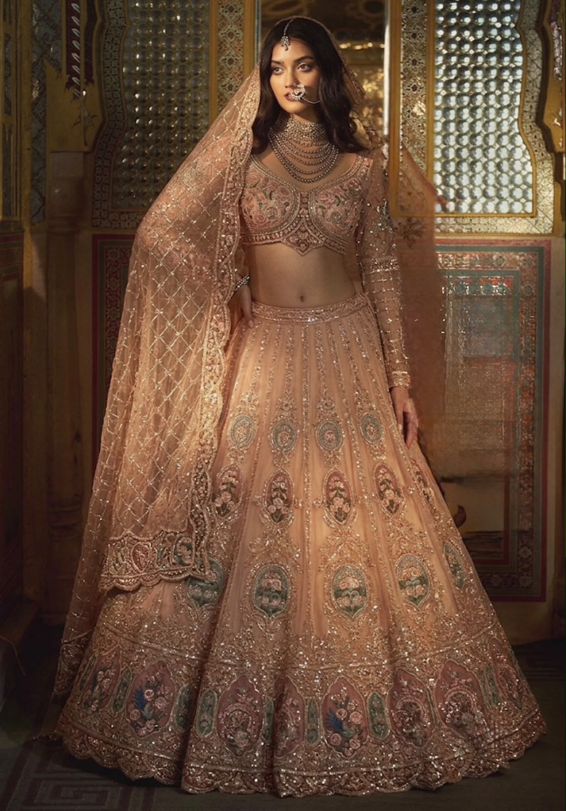 Pink Peacock Pdp Crop Top Lehenga - Shopping World