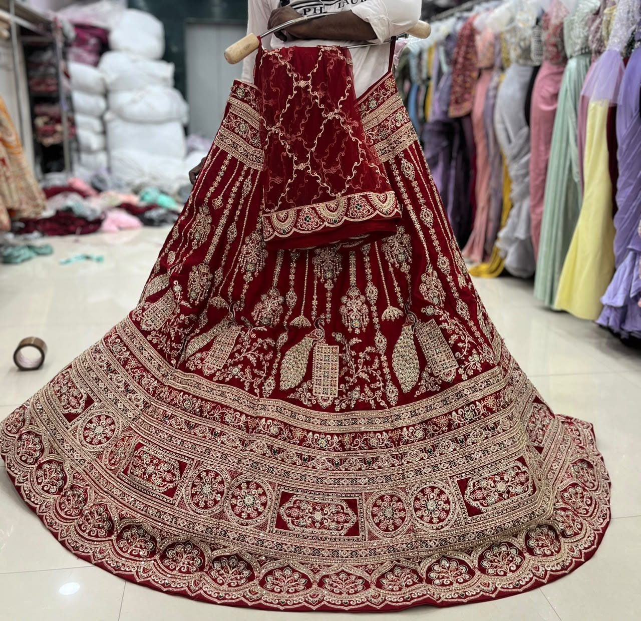 Maroon Peacock Bridal Lehenga