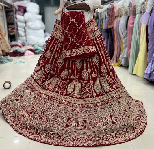 Maroon Peacock Bridal Lehenga