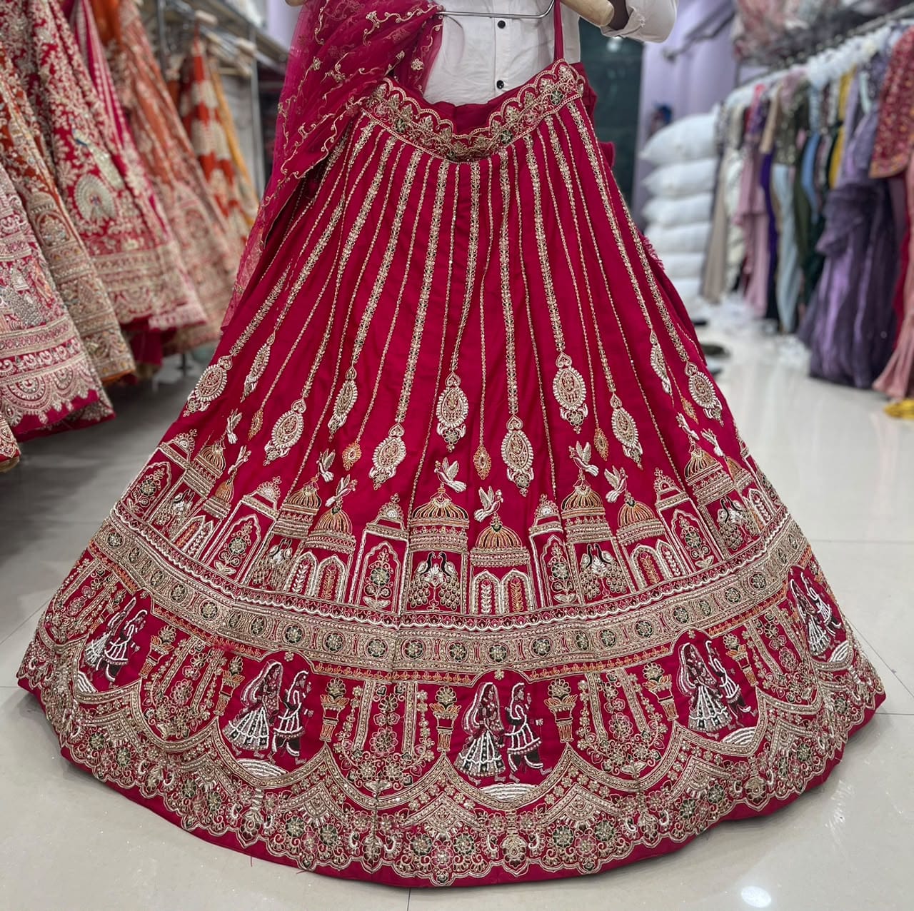 Rani Pink Peacock Bridal Lehenga