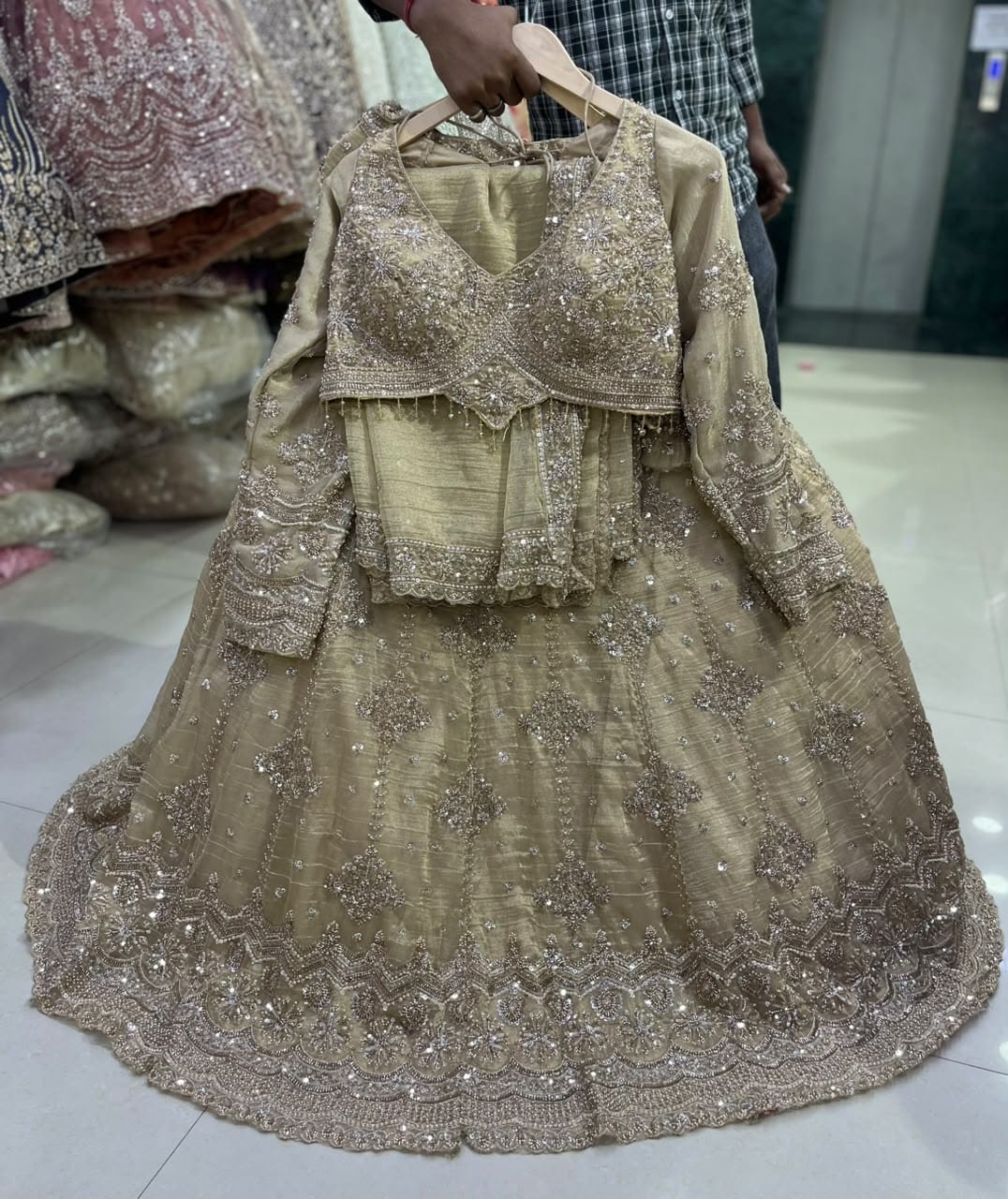 Golden Crop Top Lehenga - Shopping World