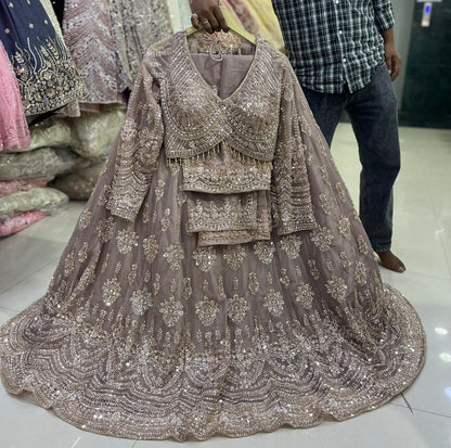 Lavender Pink Crop Top Lehenga - Shopping World