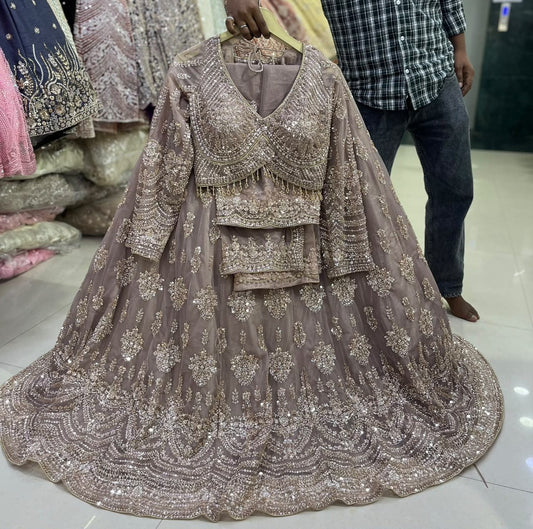 Lavender Pink Crop Top Lehenga