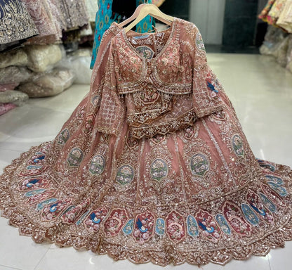 Pink Peacock Pdp Crop Top Lehenga - Shopping World