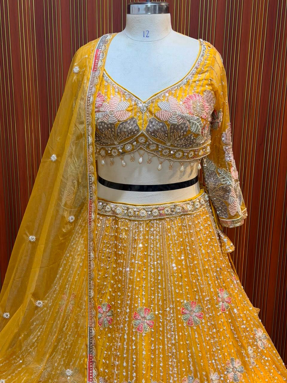 Pink Crop top Lehenga