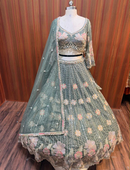 Pink Crop top Lehenga