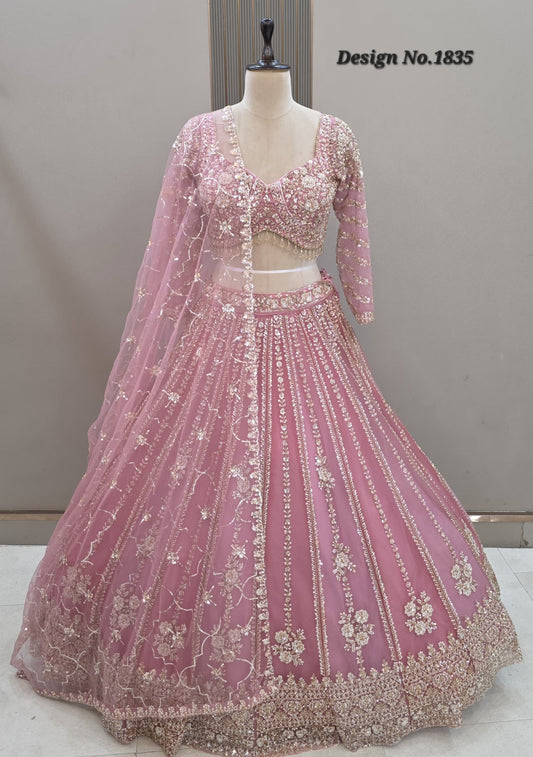 24 kali pink huge flare Crop top Lehenga