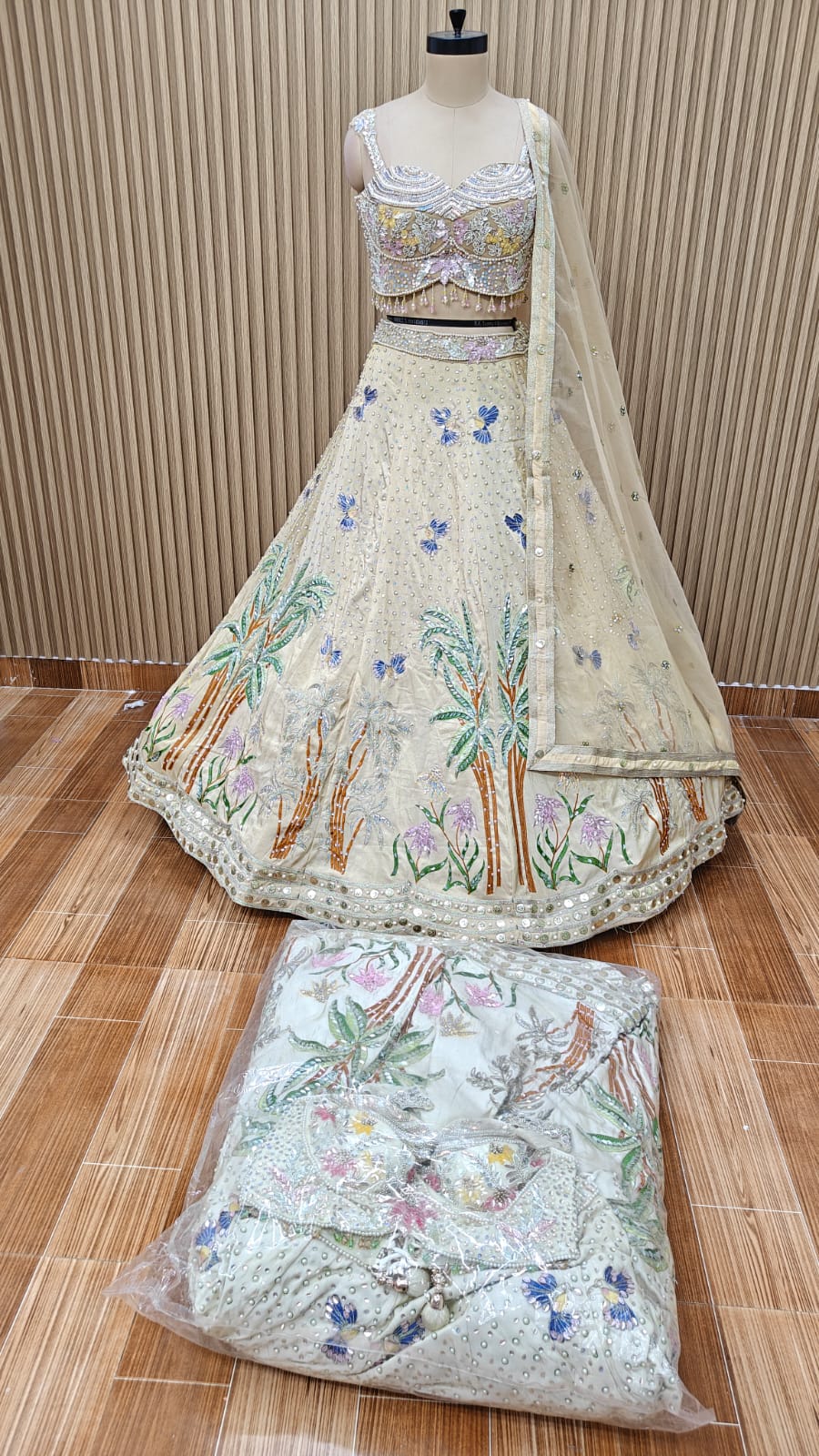 Peach blue Crop top Lehenga (Copy)