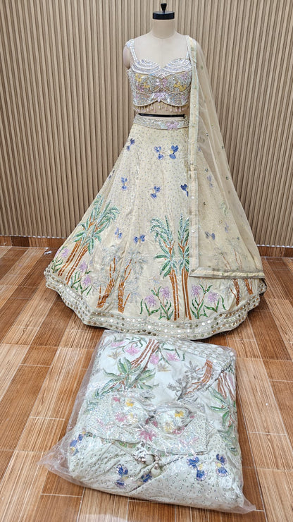 Peach blue Crop top Lehenga (Copy)