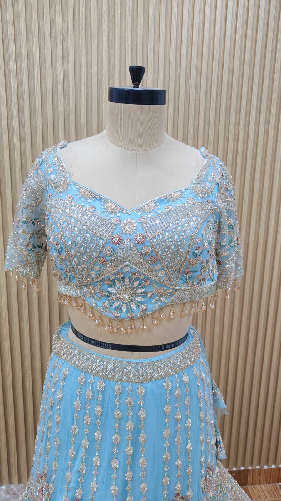 Blue Crop top Lehenga