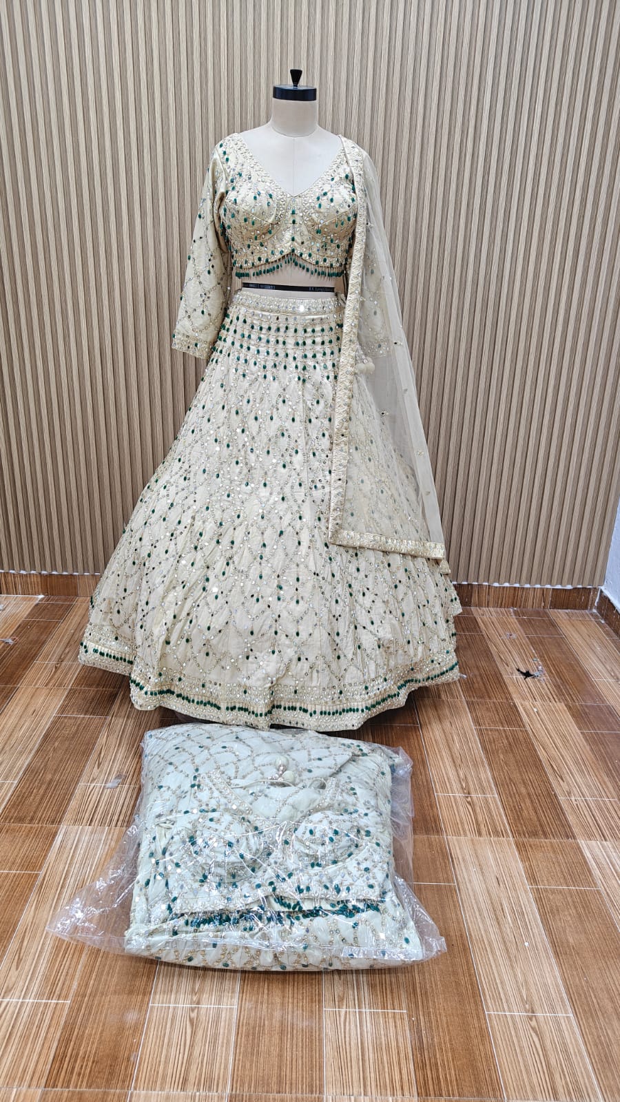 Blue white Crop top Lehenga