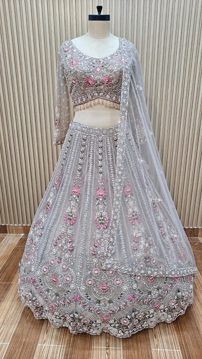 Lavender blue Crop top Lehenga