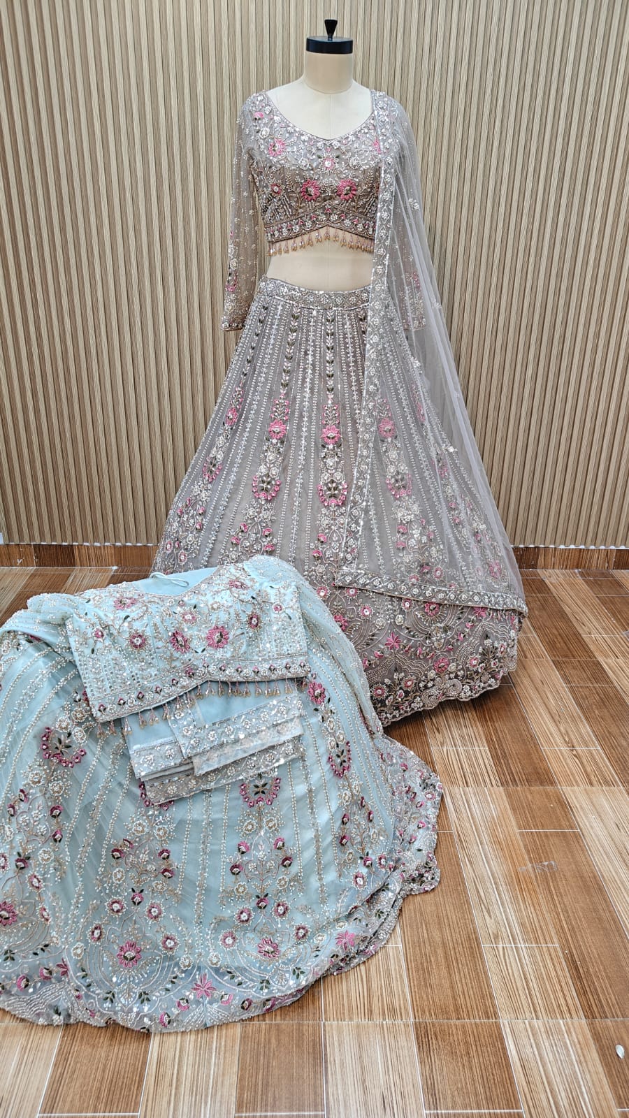 Lavender blue Crop top Lehenga