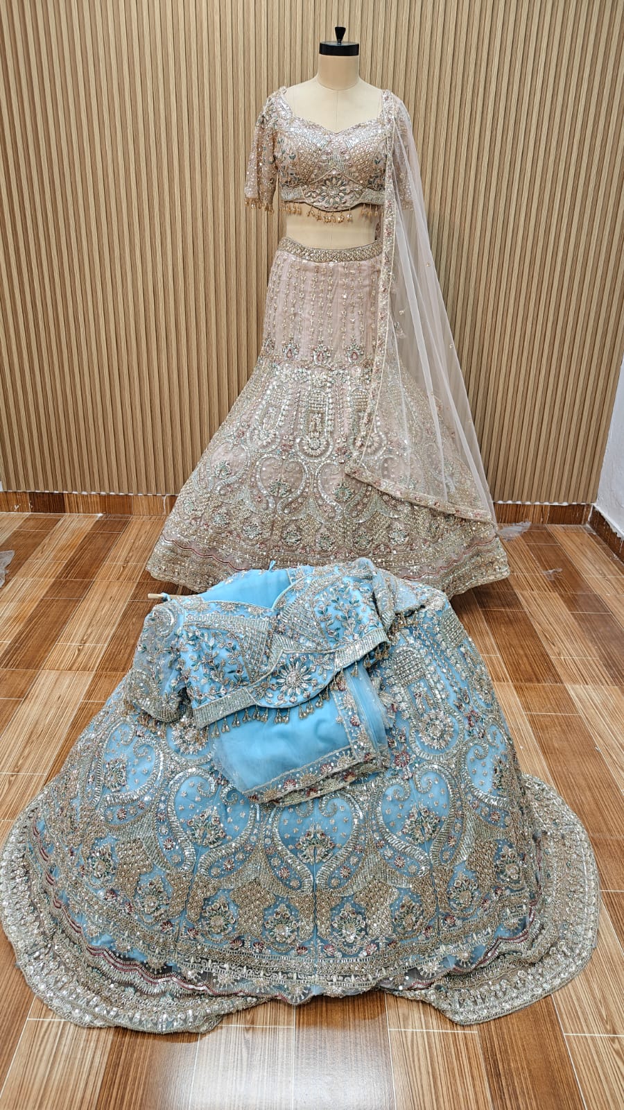 Blue Crop top Lehenga