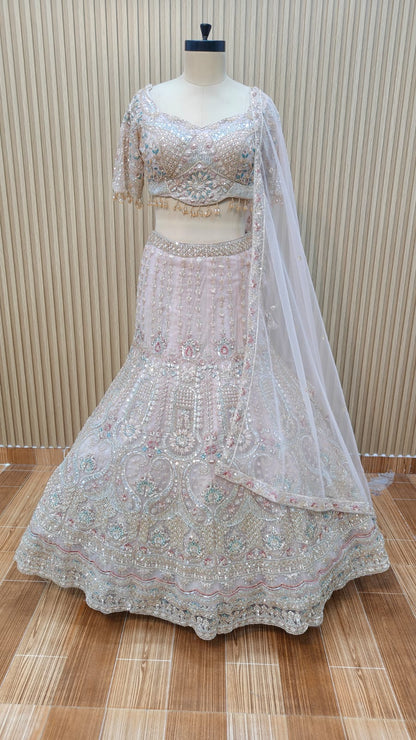 Blue Crop top Lehenga