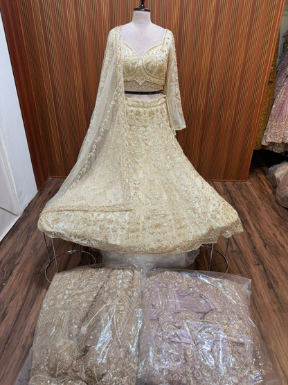 Golden brown pink Crop top Lehenga
