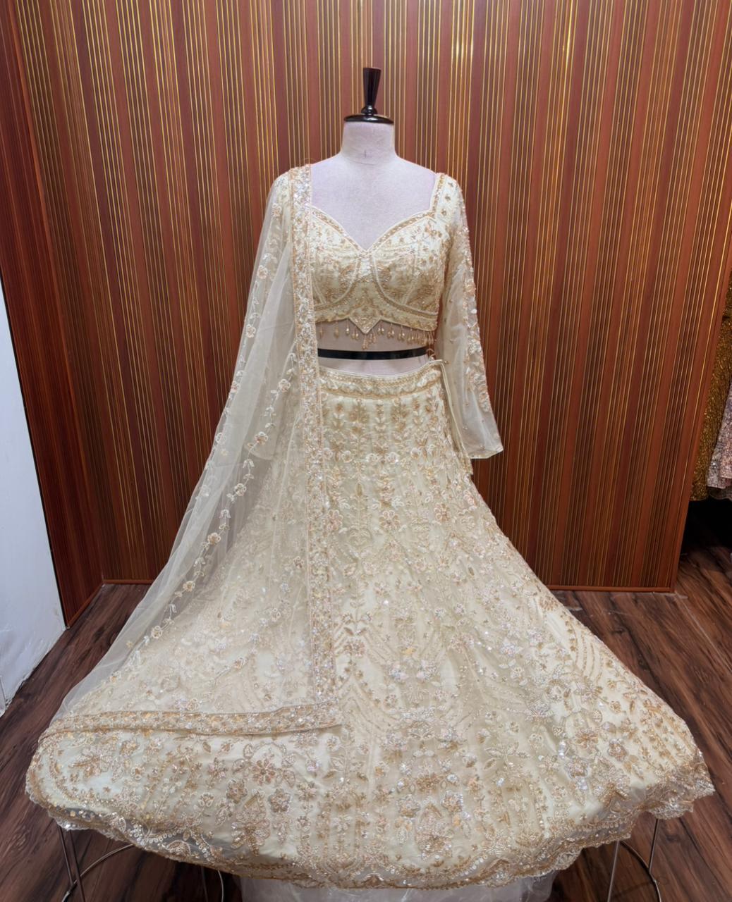 Golden brown pink Crop top Lehenga