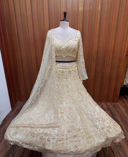 Golden brown pink Crop top Lehenga