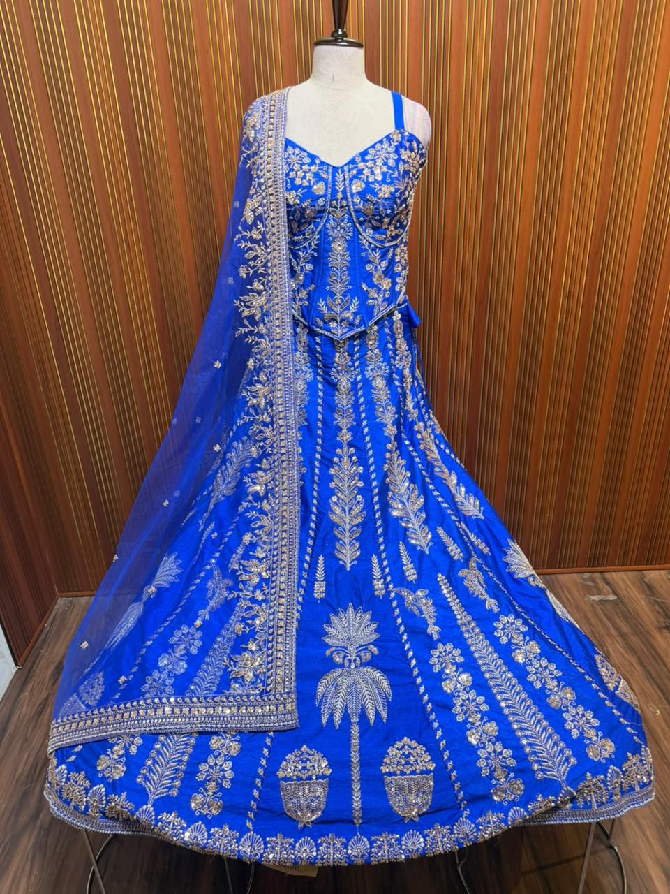 Blue orange pink Crop top Lehenga