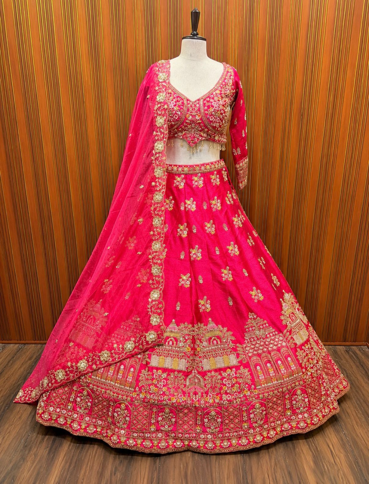 Pink Crop top Lehenga
