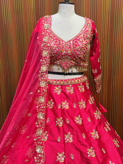 Pink Crop top Lehenga