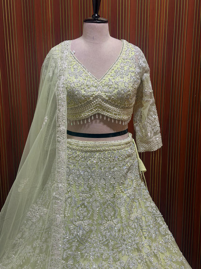 Green  Crop top Lehenga