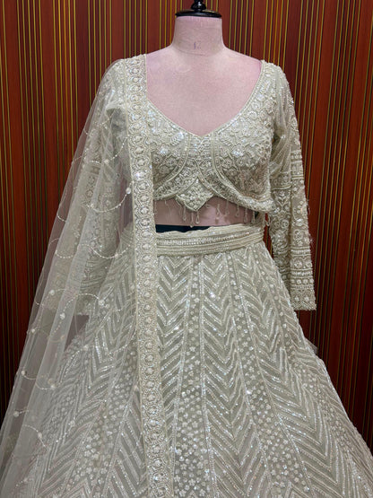 White green Crop top Lehenga