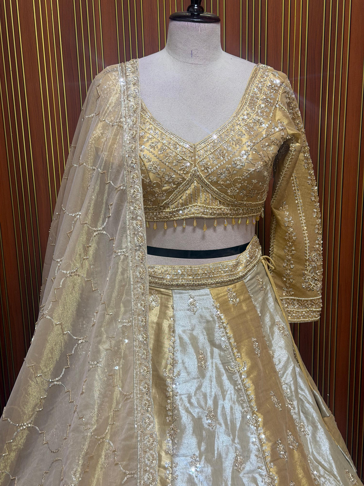 Golden yellow Crop top Lehenga