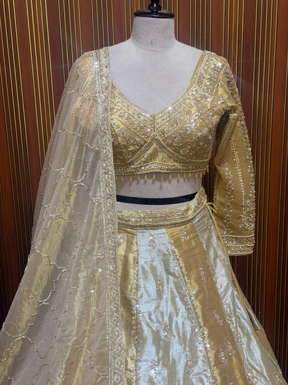 Golden yellow Crop top Lehenga