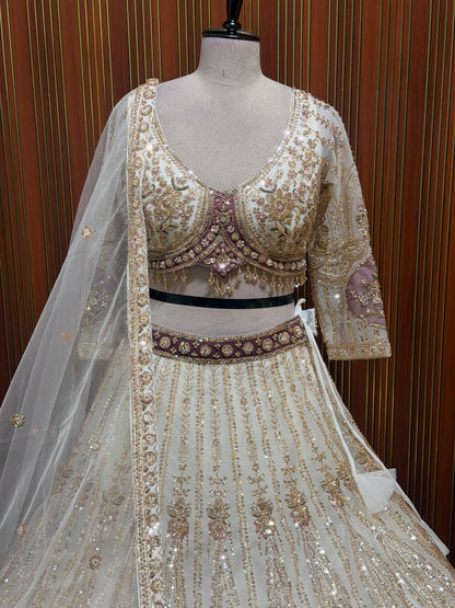 Golden pink brown Crop top Lehenga