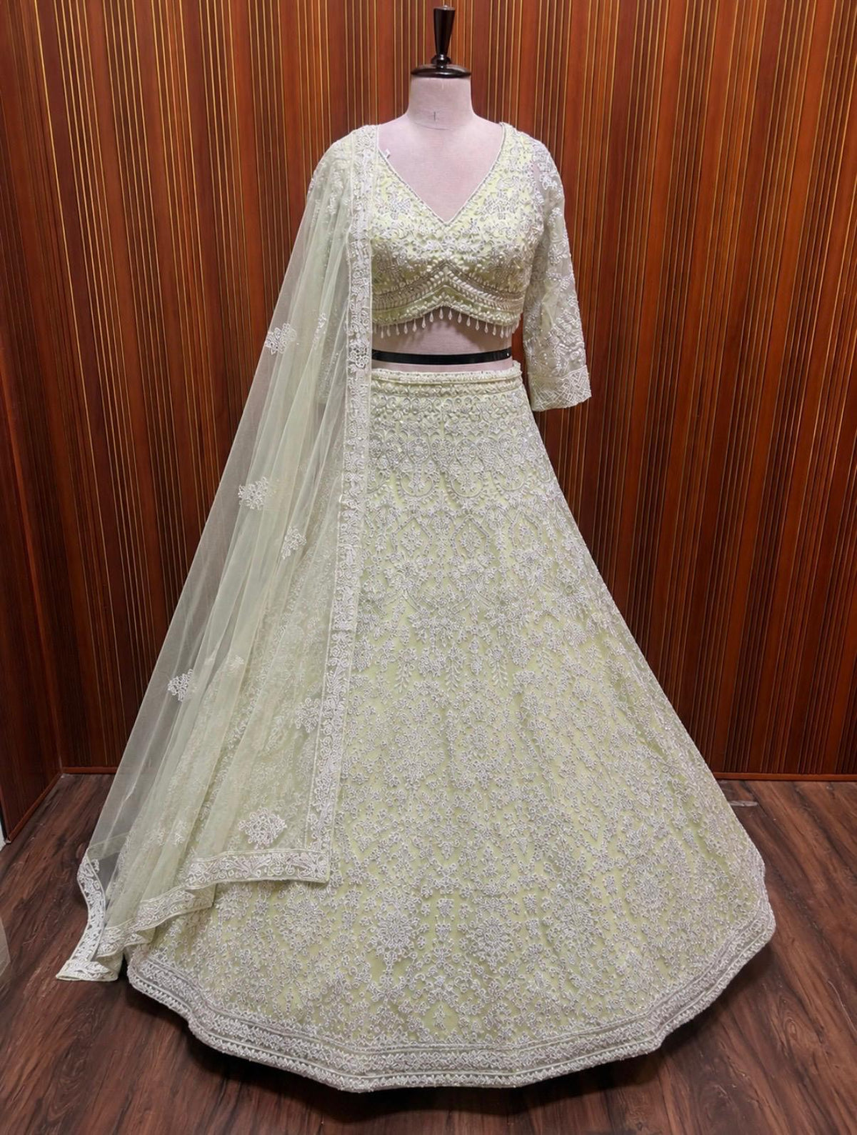 Green Crop top Lehenga