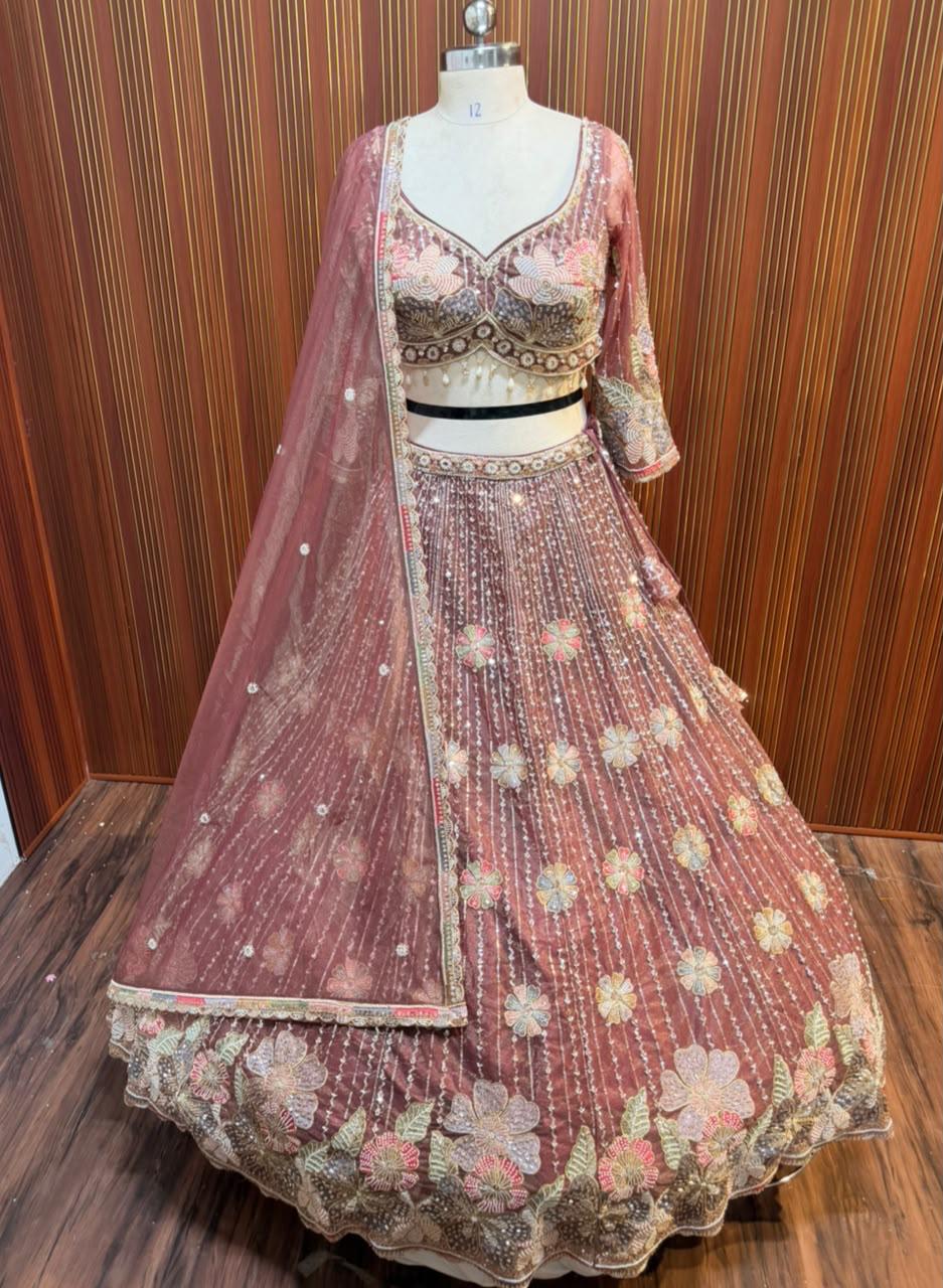 Pink Crop top Lehenga