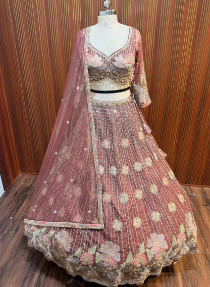 Pink Crop top Lehenga