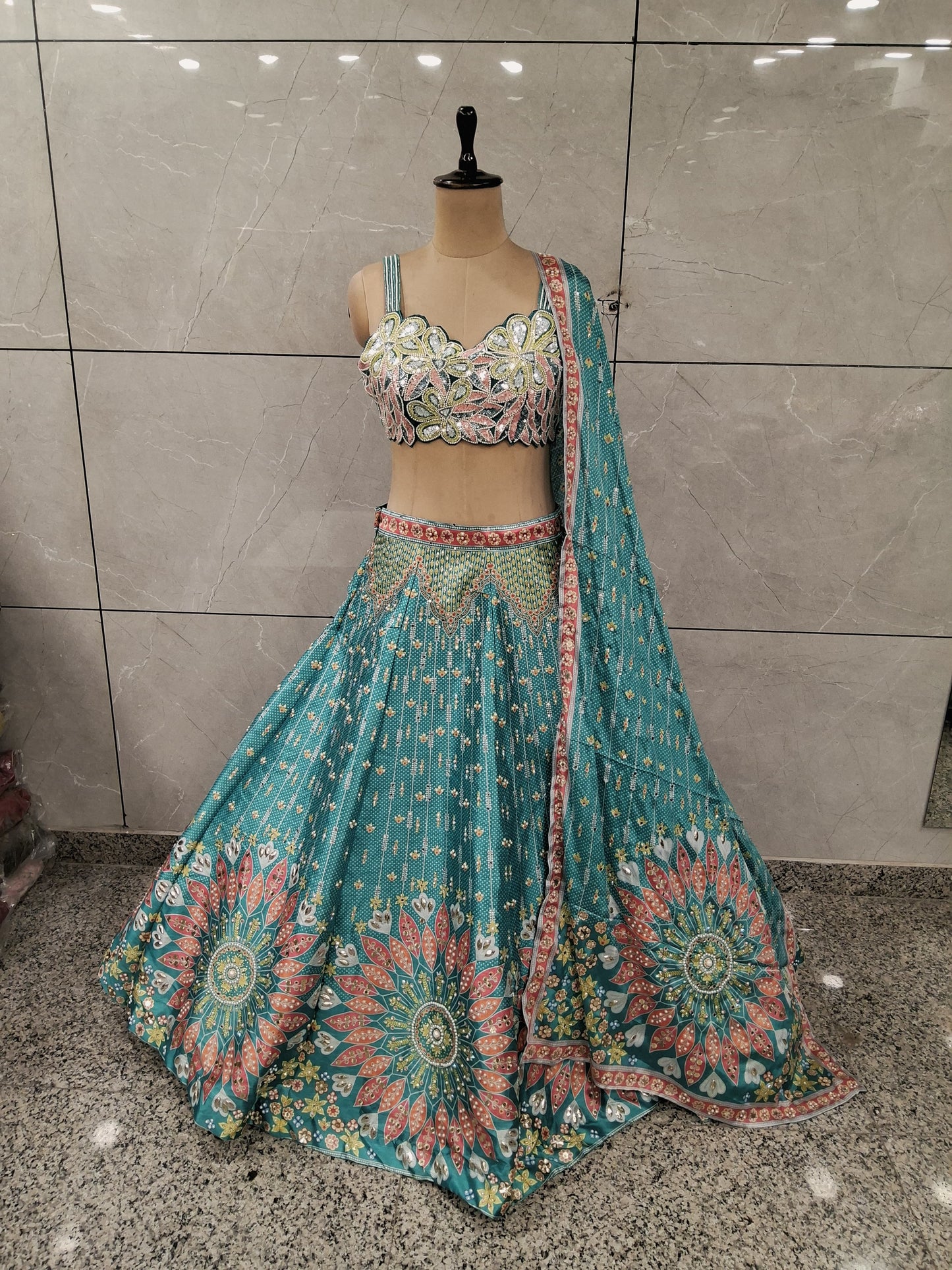 White pink PDP Crop top Lehenga