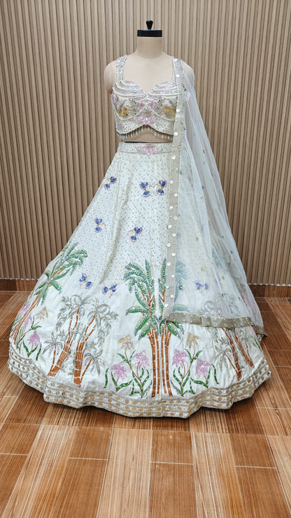 Peach blue Crop top Lehenga (Copy)