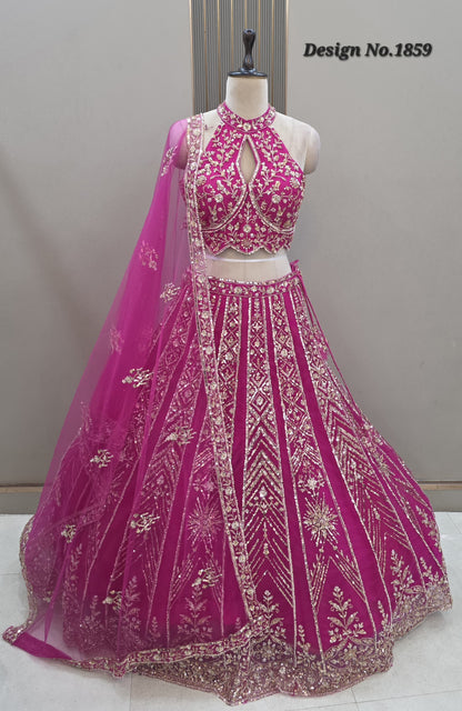 Brown Crop top Lehenga