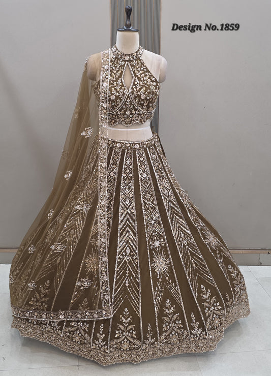 Brown Crop top Lehenga