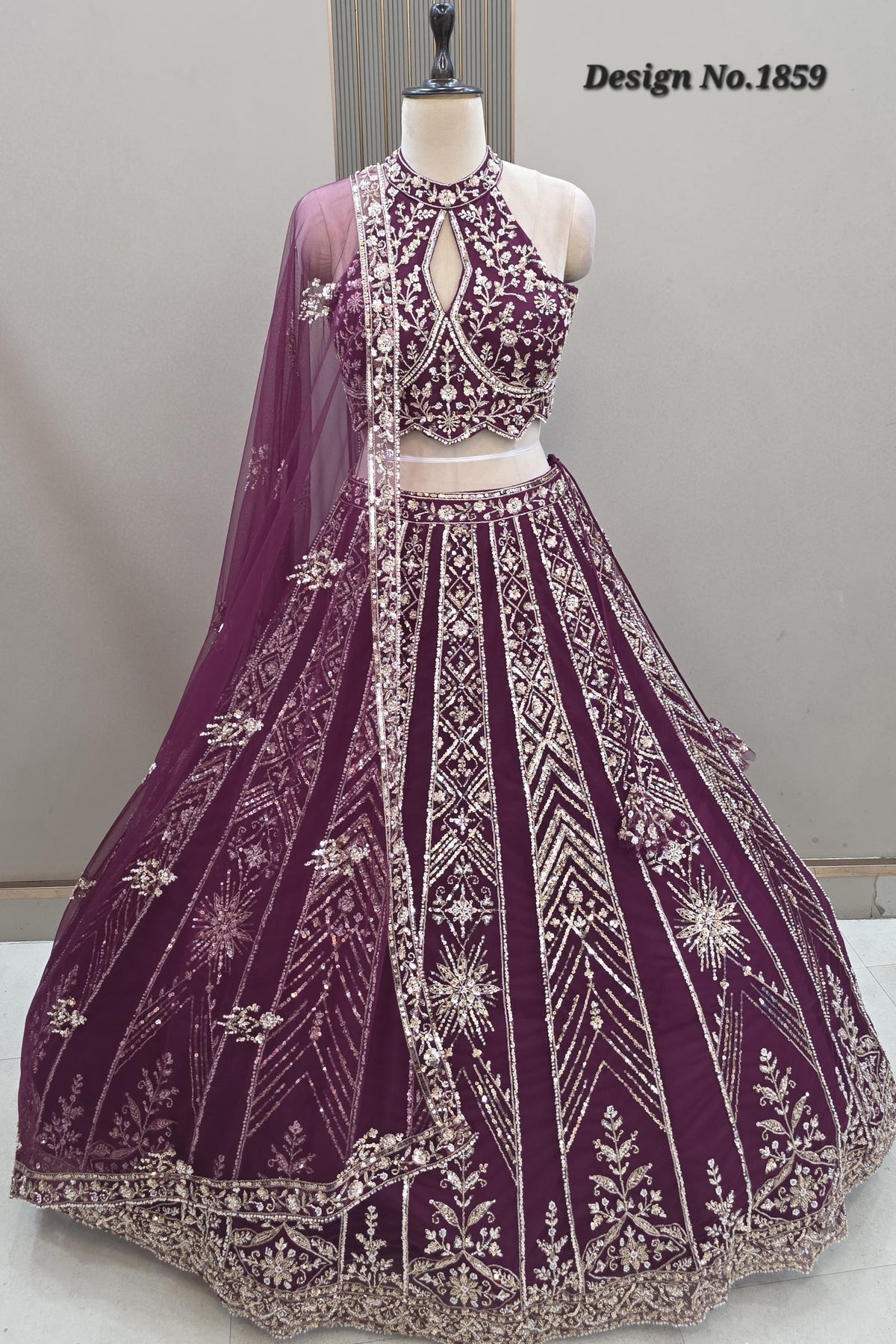 Purple Crop top Lehenga