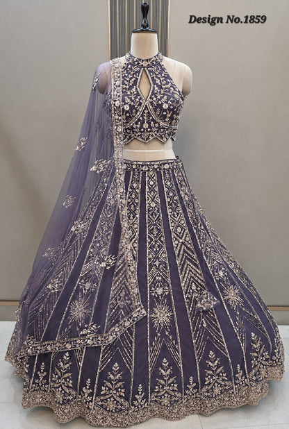 Brown Crop top Lehenga