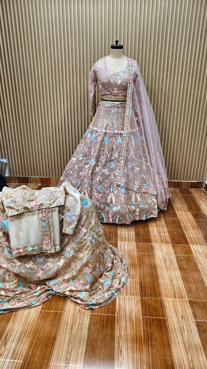 White Pink Crop top Lehenga