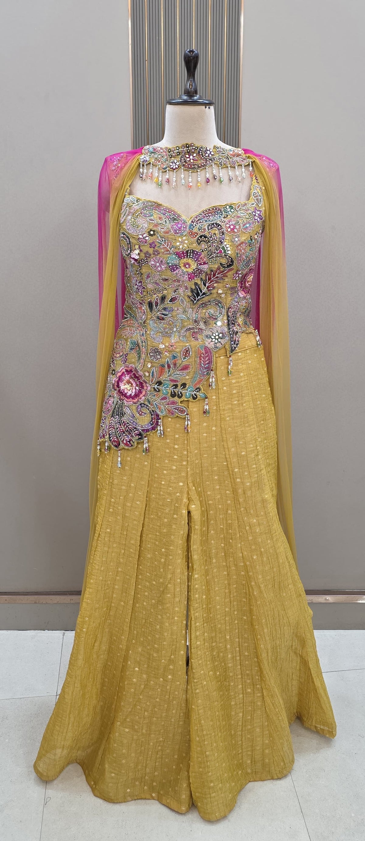 Blue Long Sharara Suit Dress Material